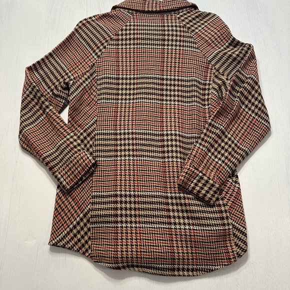 Passports Women’s Small Plaid Shacket Houndstooth Button Jacket Brown Red Tan - Picture 3 of 10